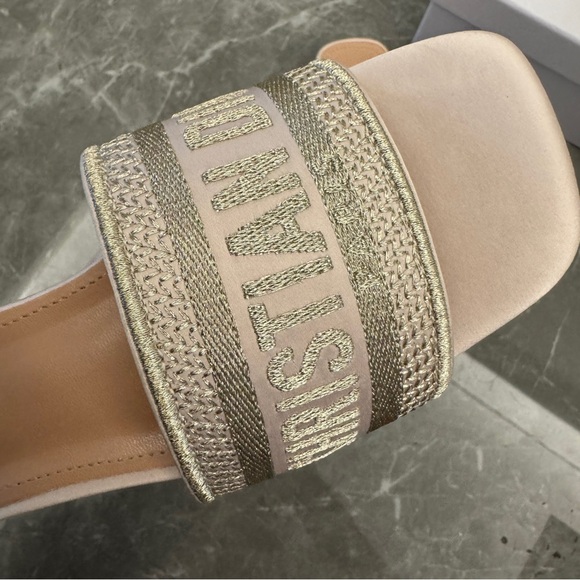 Dior Women’s Cream Embellished Slides - Picture 2 of 5